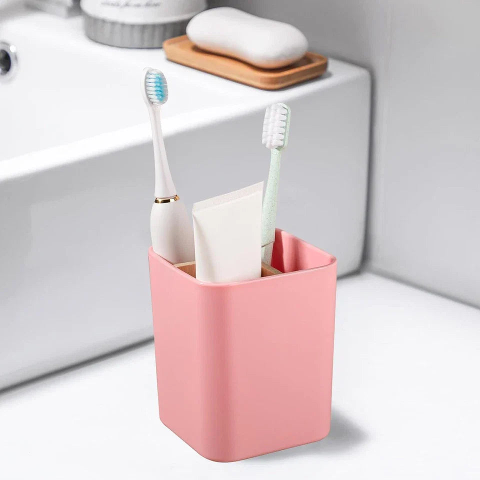 Bamboo Toothbrush Holder for Bathrooms, 3 Slots Toothbrush and Toothpaste Holder