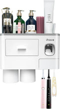 Toothbrush Holder UV Light Sterilizer Cleaner and Automatic Toothpaste Dispenser